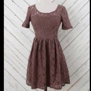 Altar’d State Elaine Lace Dress, Brown, Size M